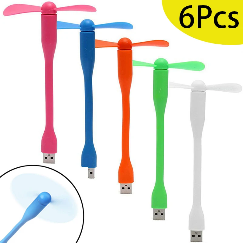 

6Pcs Summer USB Fans Gadgets Portable Mini Rechargeable Flexible Plastic Cell Phone Air Cooler Usb Hand Fan For Power Bank