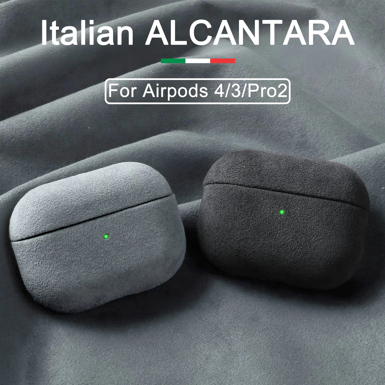 100 % italienische ALCANTARA-Hülle für AirPods Pro 3 2 4, luxuriöse Lederhülle für AirPods 4 Pro2 Pro3 Bluetooth-Headset, Fellhüllen