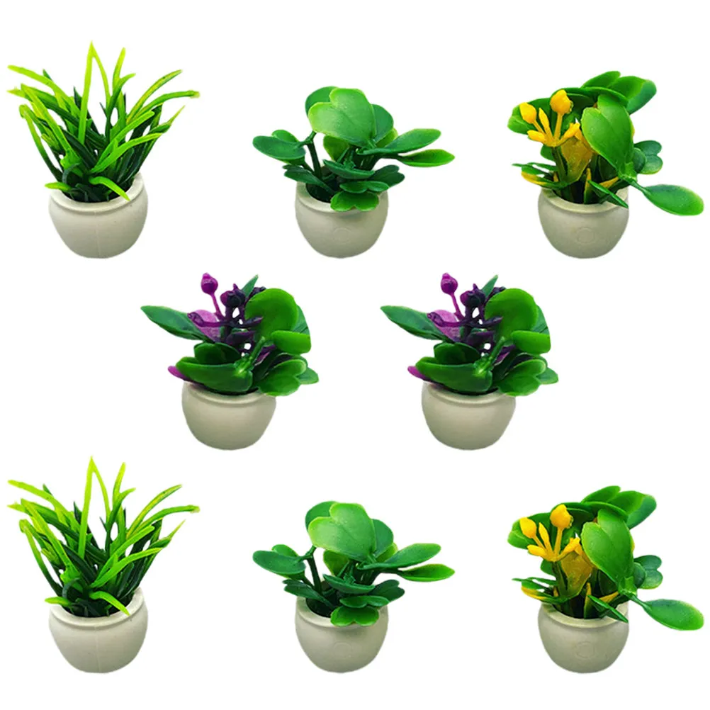 

8Pcs Mini Plants Miniature Potted Plants Tiny House Decor Compact Realistic Miniature Accessories Table Centerpieces for Dining