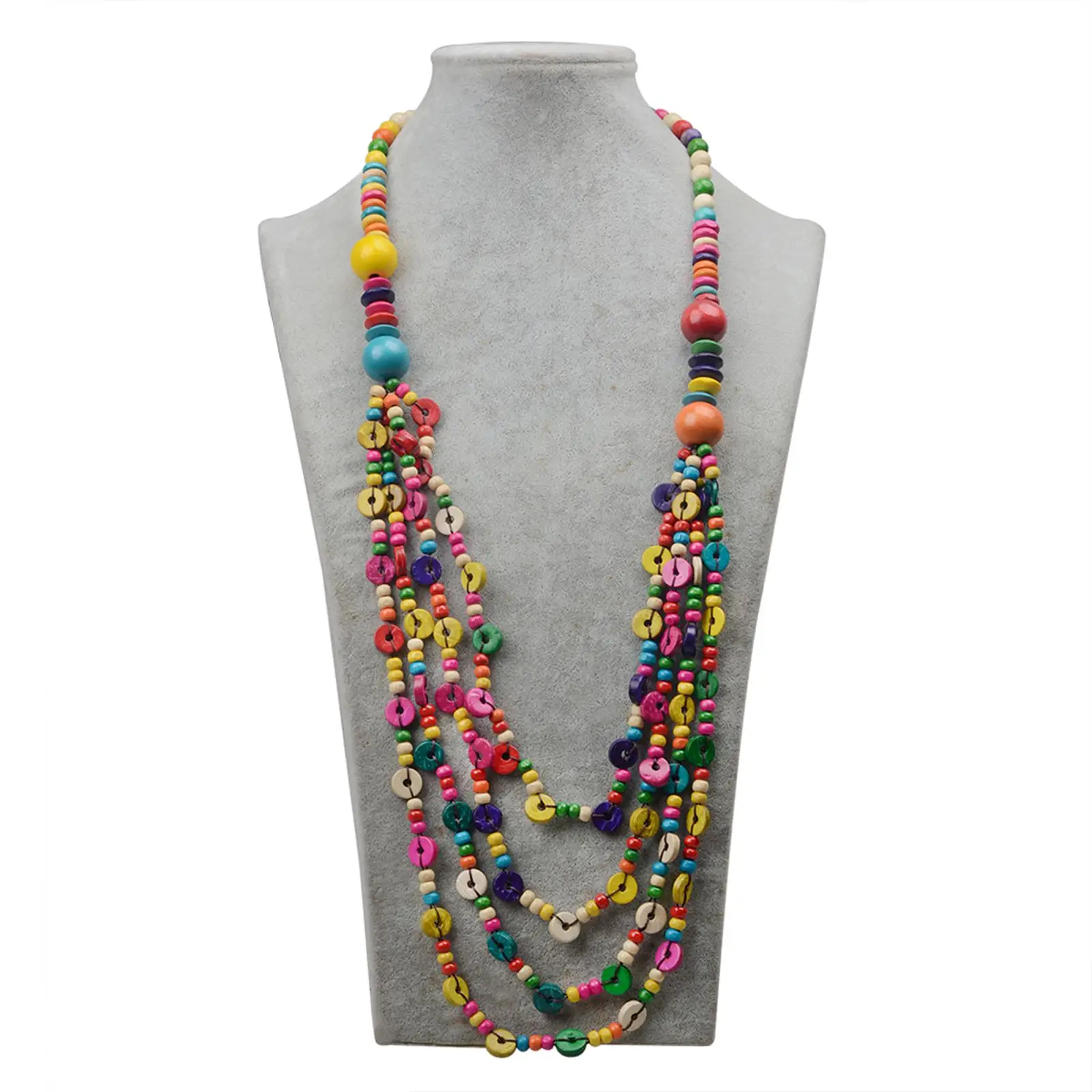 Handmade Necklace with Colorful Beads Multi Layers Lightweight Handcrafted