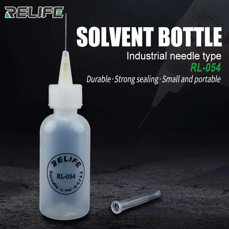 RL-054 Botella de plástico vacía de 50ML, botella exprimible para reparación de teléfonos, dispensador de colofonia con flujo de soldadura de Alcohol con aguja