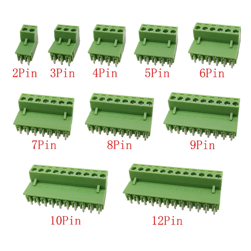 10Pair 2EDG PCB Screw Terminal Block Connector Pitch 5.08mm 2/3/4/5/6/7/8/9/10/12 Pin Right Angle PCB Terminals Wire Connectors