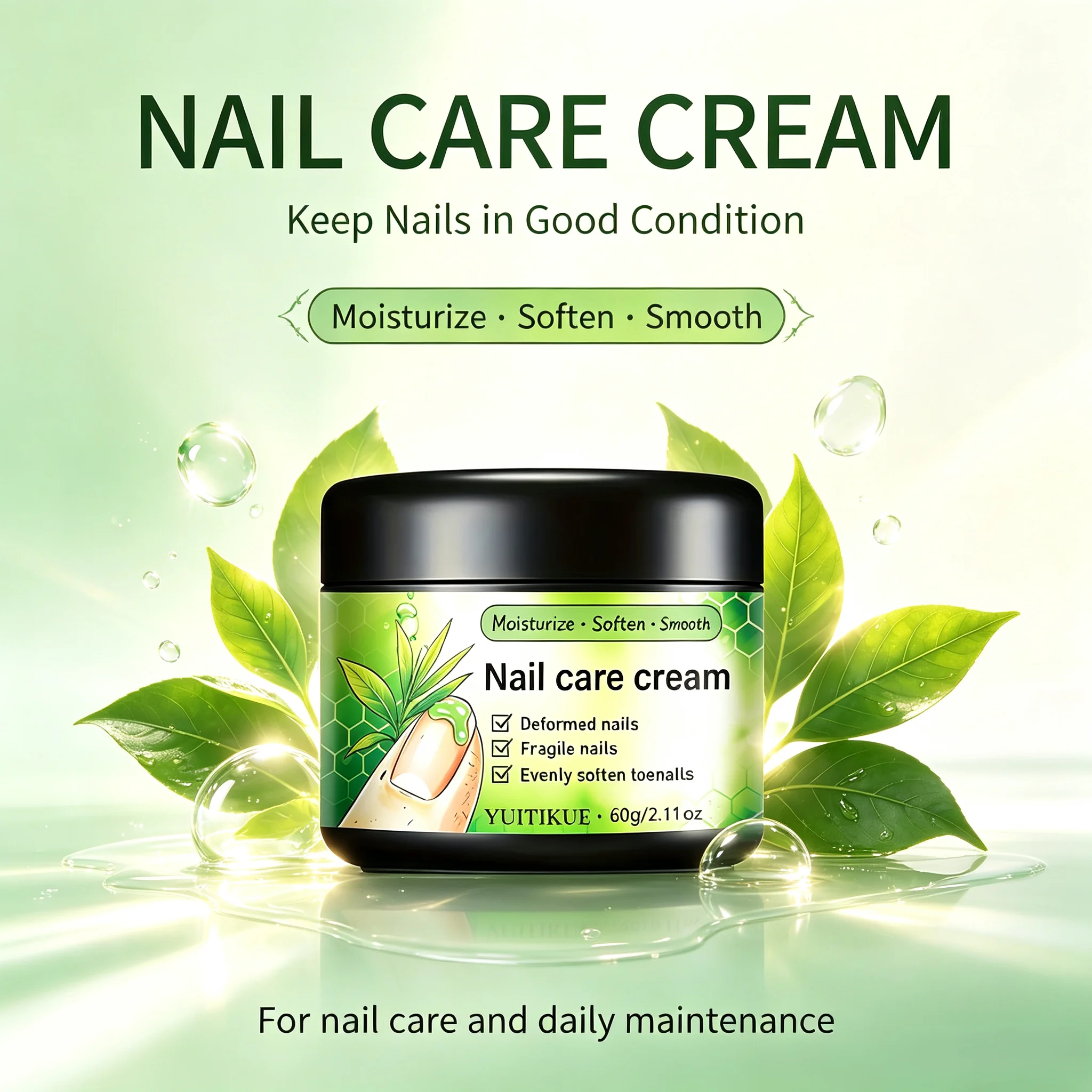 YUITIKUE 60g Nail Care Cream Gentle Moisturizer Soften Thick Toenails Improve Fragile Rough Nails Treatment