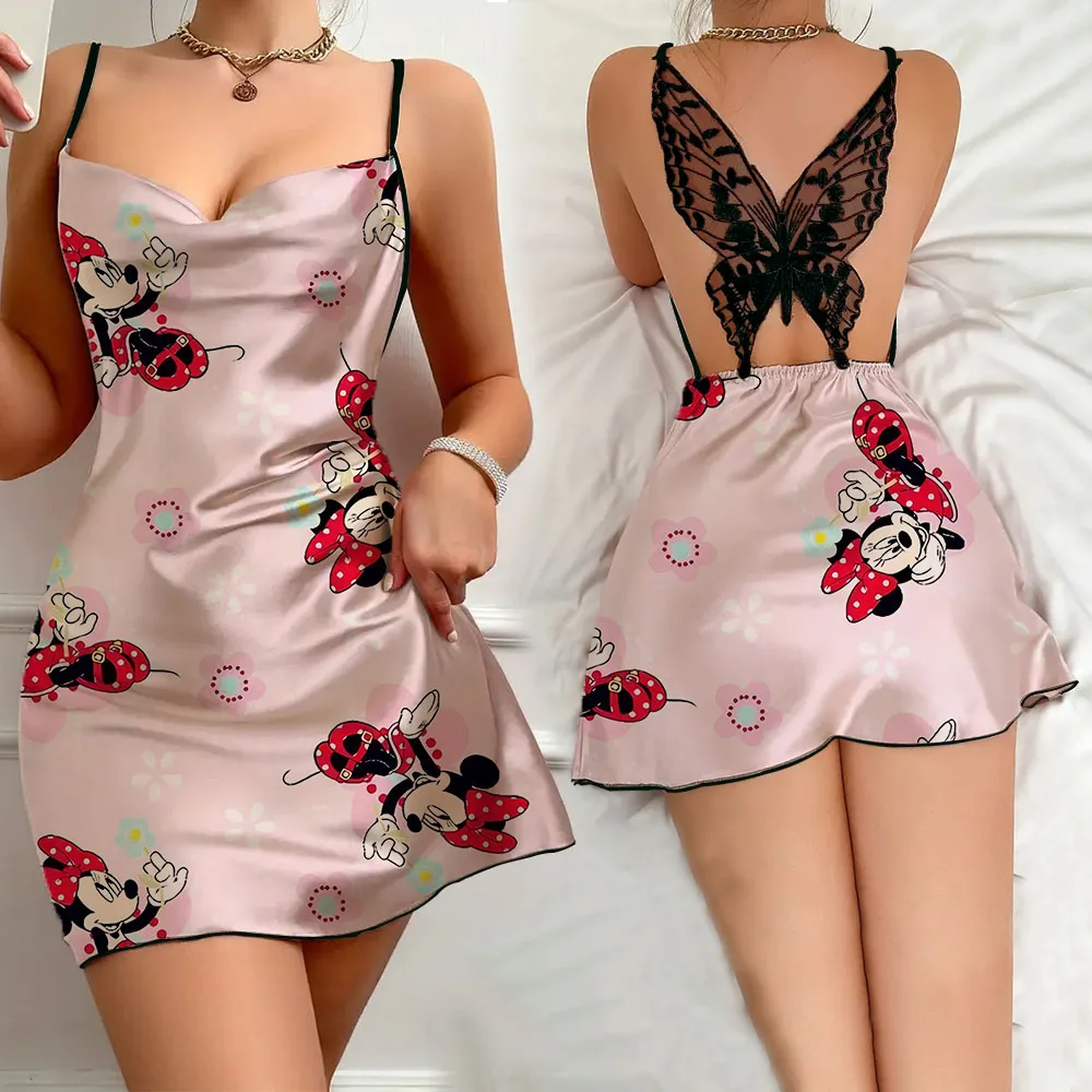 New Pattern Sexy Pajamas for Women Summer Sleevesless Female Home Dress Disney Cartoon Character Women's Sleepwear Free Delivery