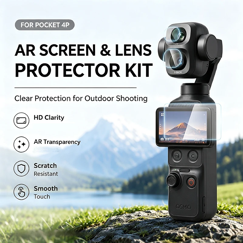 2 Packs Protector For DJI OSMO Pocket 4P Tempered Glass Anti-Fingerprint Protective film with Anti-reflective Lens Coating