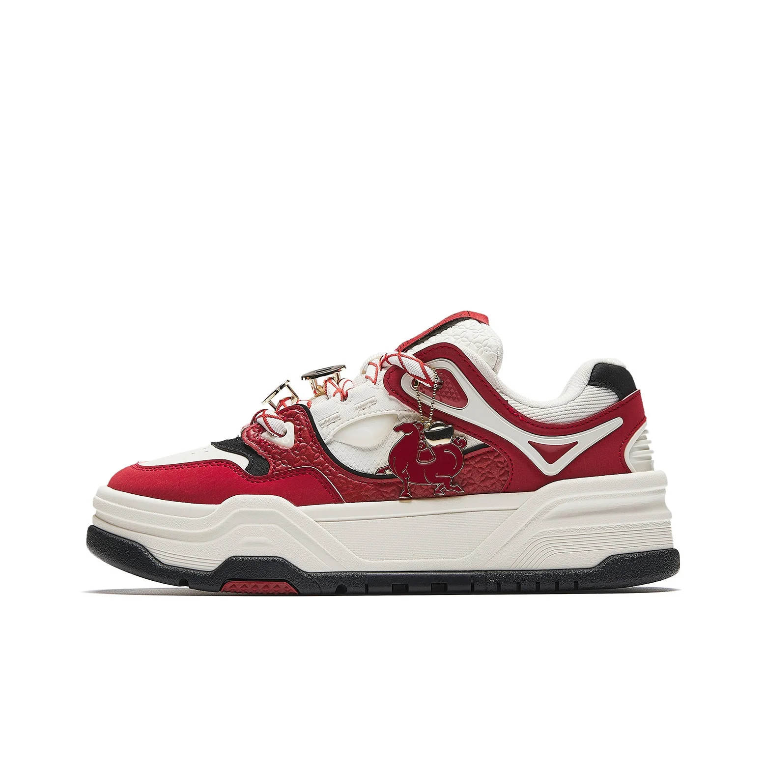 Anta Cheeses Cake Slip Resistant Abrasion Resistant Low top Skateboard Shoes Women's White Red Black 122618071-1