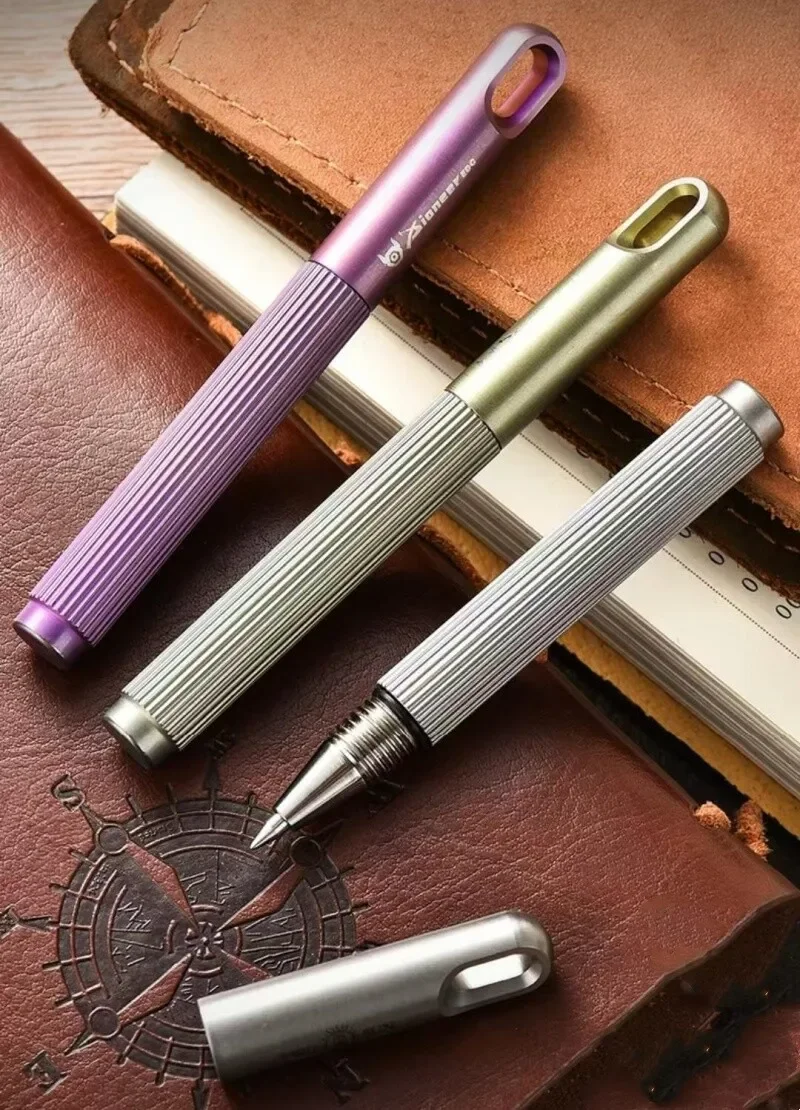 FEGVE Titanium Ballpoint Pen Signature Writing Pocket Pen Portable Keychain EDC Pen