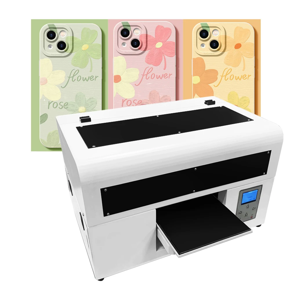 مصنع بيع A4 6 ألوان مسطحة الأشعة فوق البنفسجية InkJet جراب هاتف طابعة تصميم مخصص الأشعة فوق البنفسجية LED علاج آلة الطباعة DIY