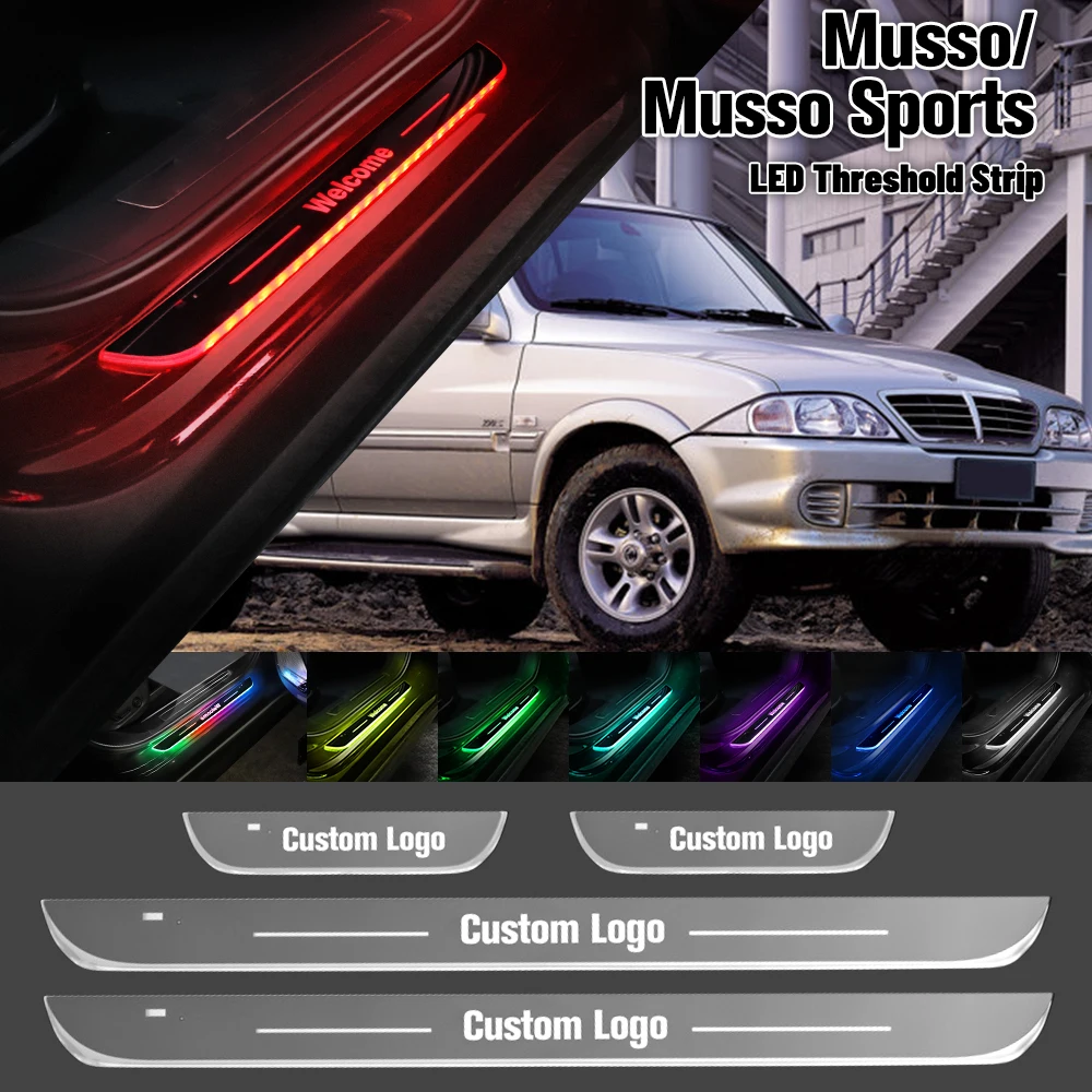 For Ssangyong Musso 1993-2022 Car Door Sill Light Customized Logo LED 2006 2008 2020 Welcome Threshold Pedal Lamp Accessories