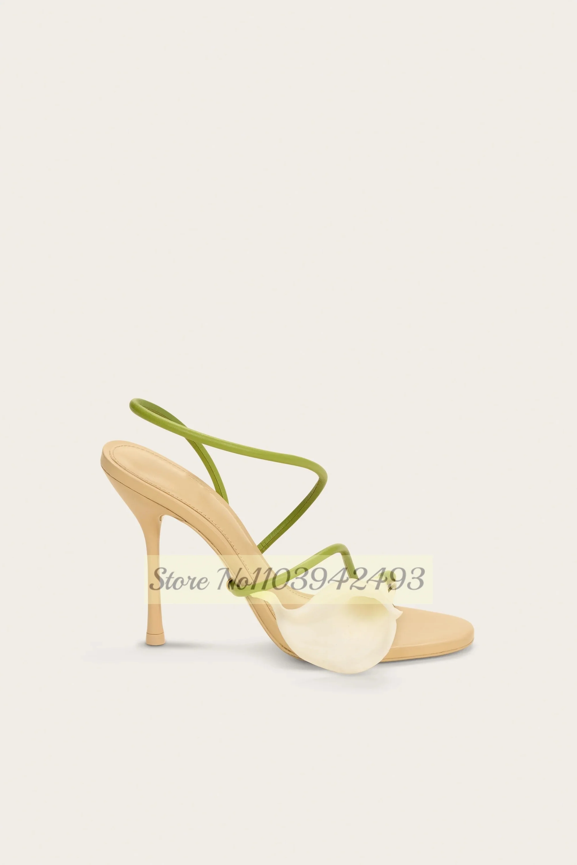 

Calla Lily Blossom Heeled Sandals Strappy Elegant Mixed Color Heels Women Luxury Designer Shoes Thin High Heel Shallow Sandalias