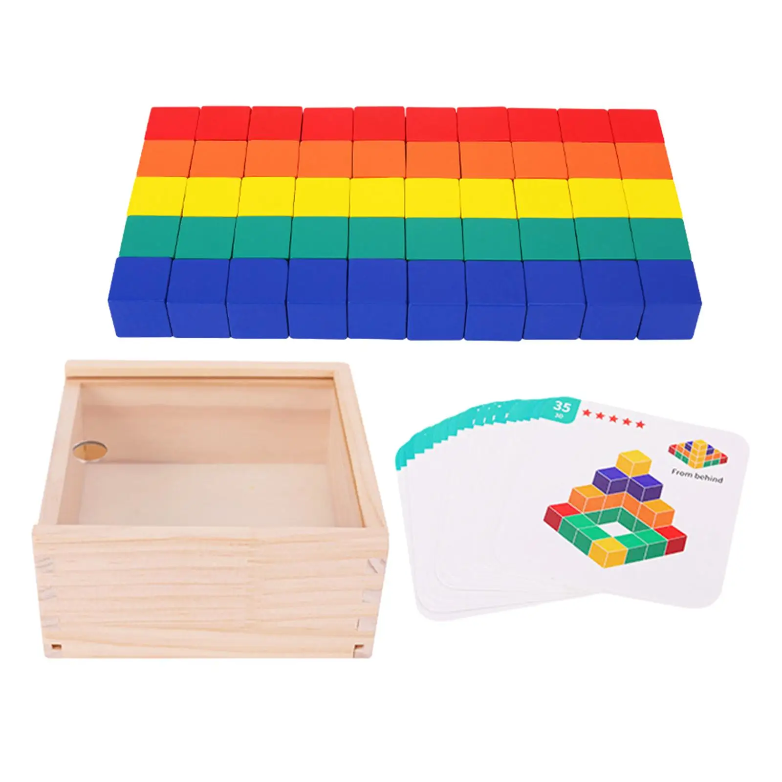 Wooden Colors Cube Multicolor Wooden Blocks for Preschool Toddlers Boy Girls