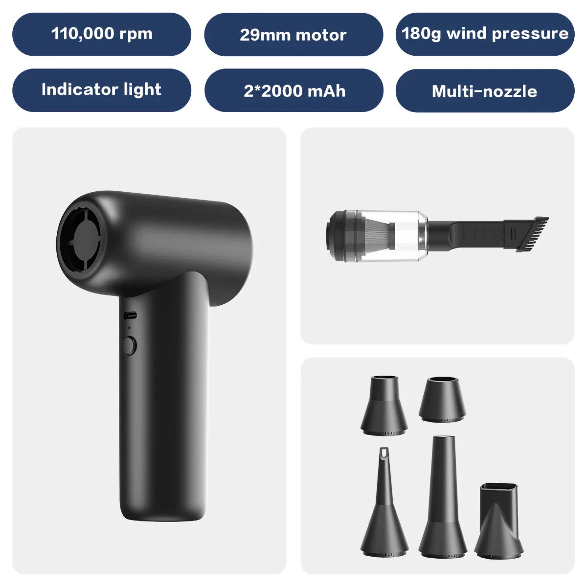 

Y1 Портативные вентиляторы Ручной вентилятор Высокоскоростной Violent Turbo Fan 4000 мАч 110000 об/мин Ручной портативный вентилятор Пылесос Устройство пылесоса