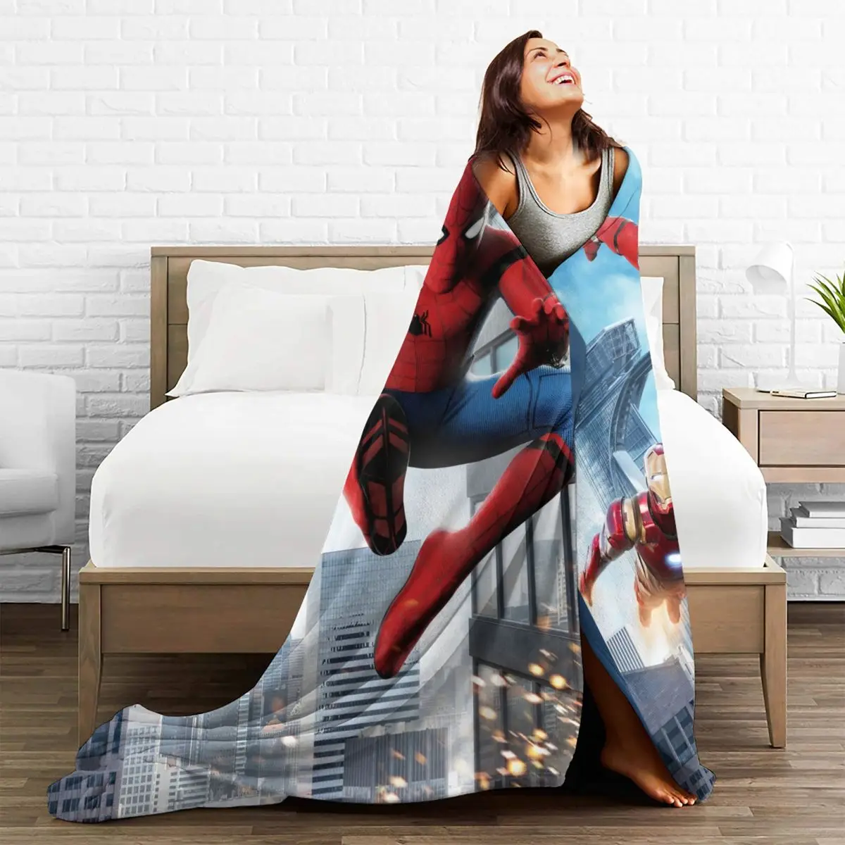 Soft Blanket Picnic Iron Man Spiderman Homecoming Bedding Throws Flannel Bedspread For Couch Chair Comfortable Sofa Bed Cover