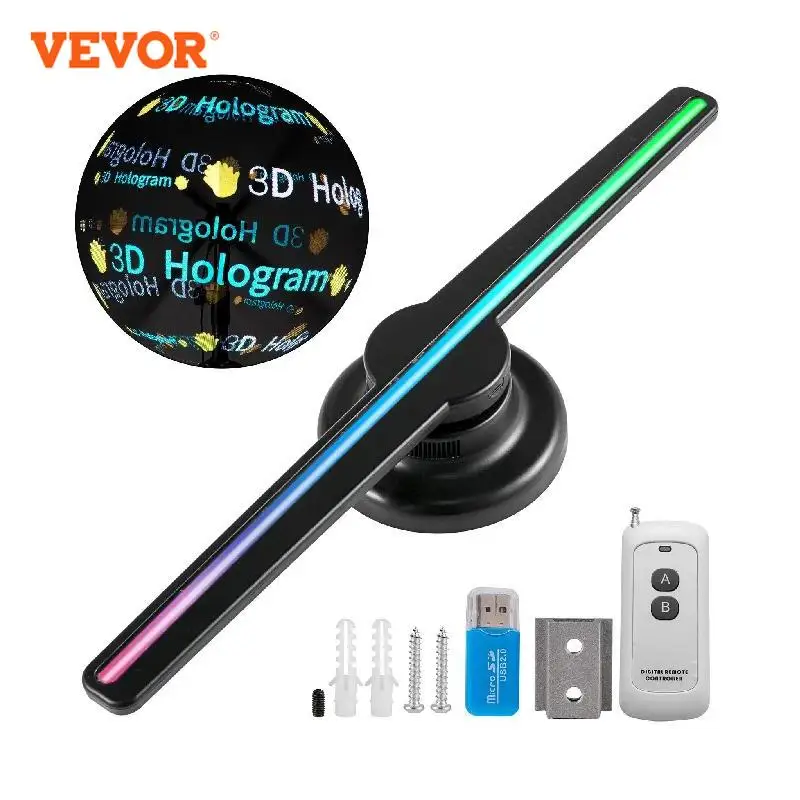 VEVOR 3D Fan Hologram Projector Wi-Fi Wall-mounted Display Remote Advertising logo Light Images Video Led Sign Holographic Lamp