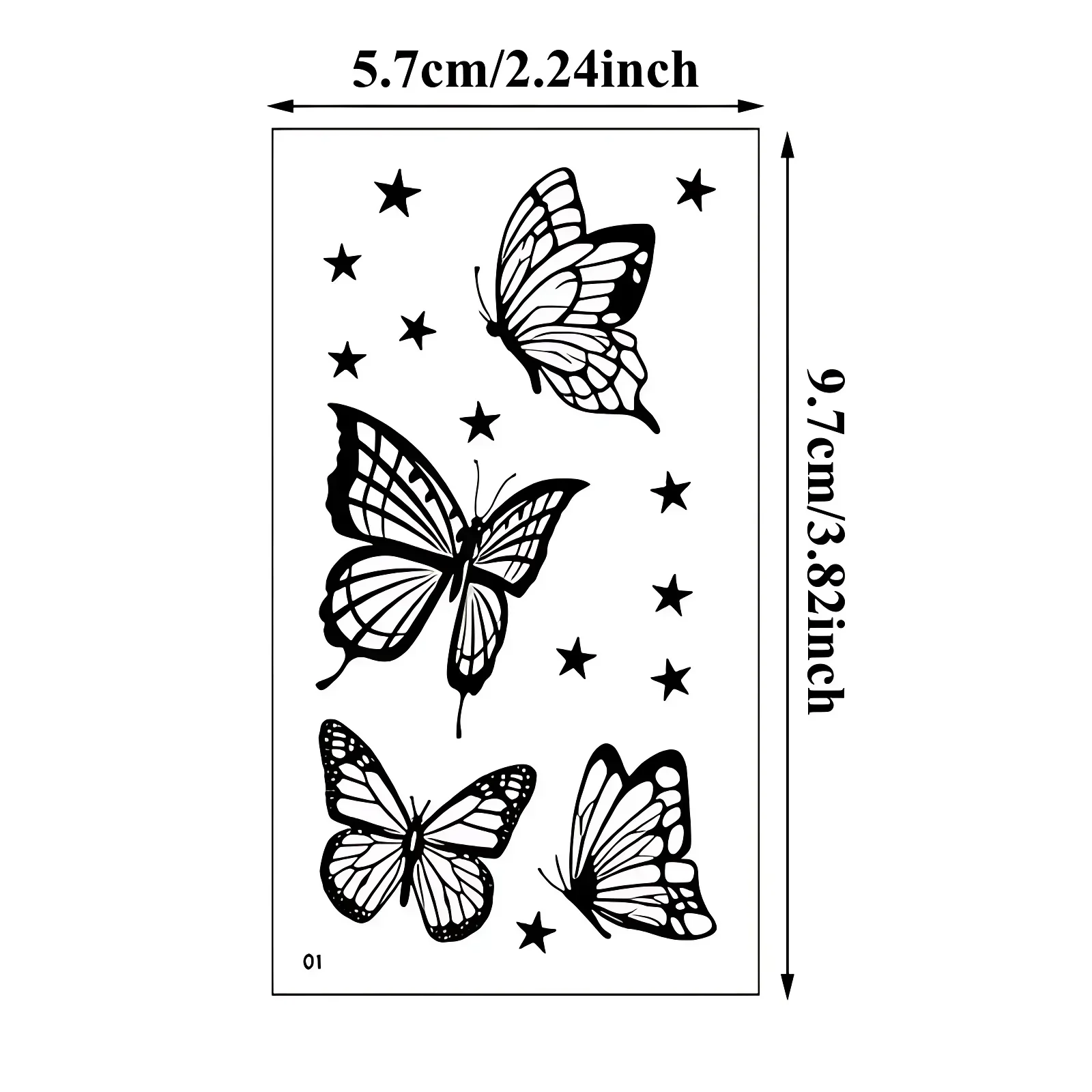 60pcs/lot Black Butterfly Fake Tattoos Adhesive for Women Wrist Hand Quote Flower Rose Fish Letter Pattern Waterproof Tattoos