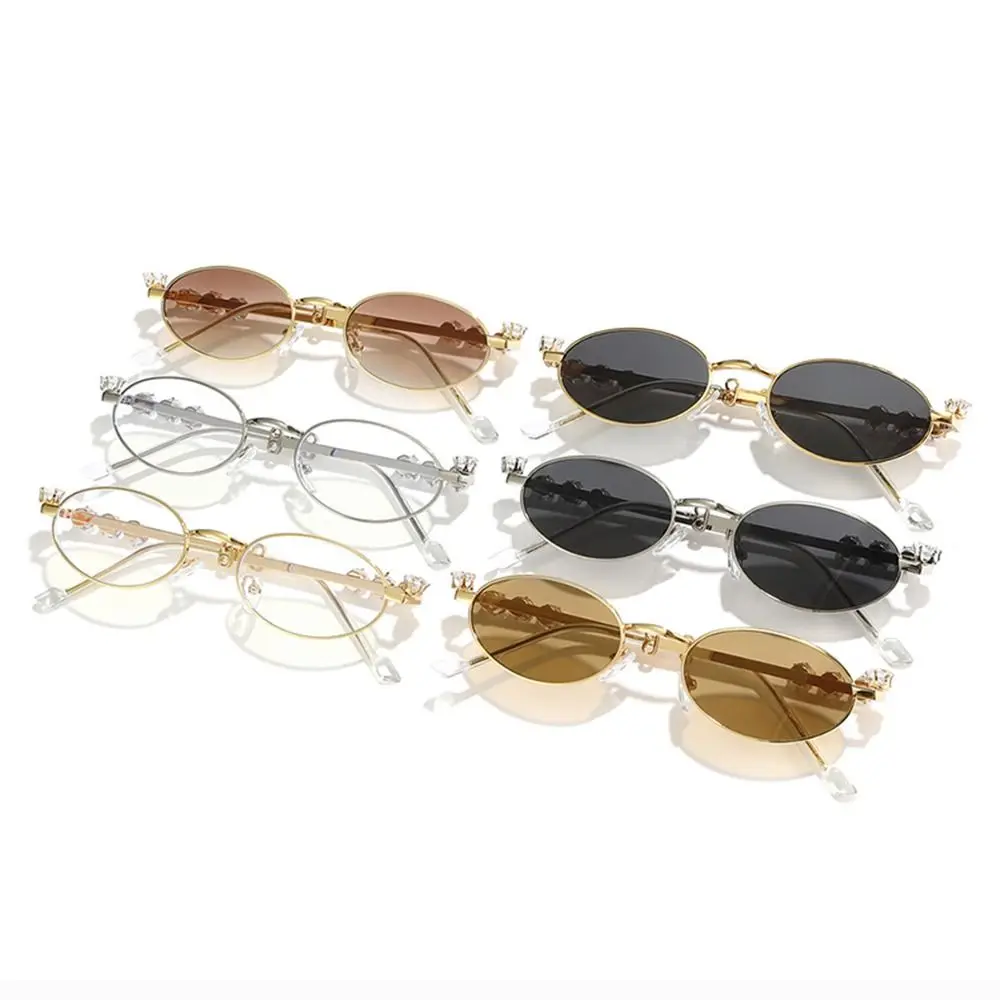 

Convenient Bling Rhinestone Sunglasses INS Steampunk Retro Frame Eyewear Y2k Trendy Oval Women Sunglasses Selfie