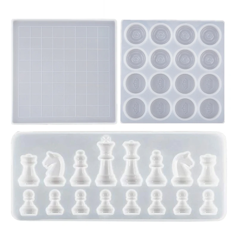 Chess Silicone Mold International Chess Pieces Checker Checkerboard UV Crystal Epoxy Resin Mould for DIY Craft