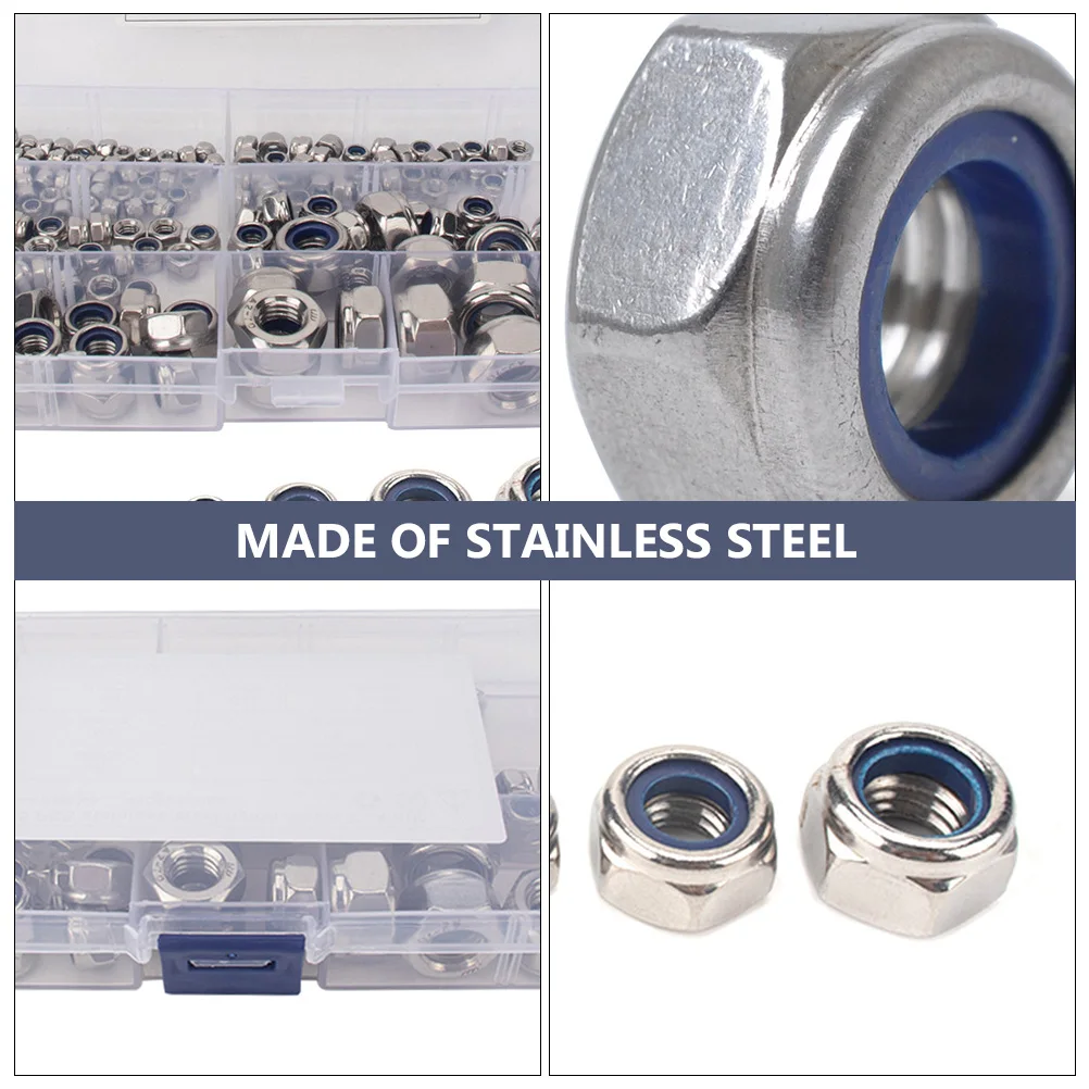 

185pcs Stainless Steel Nut Flange Inserts Lock Nut Kit Suitable Machinery Electric Appliance Automobile Sports Equipment