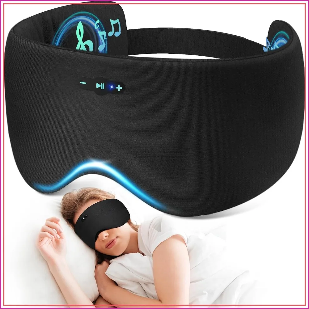 Bluetooth 6.0 Sleep Mask Headphones, 20H Playtime, Adjustable Blackout Eye Mask for Side Sleepers, Travel Meditation