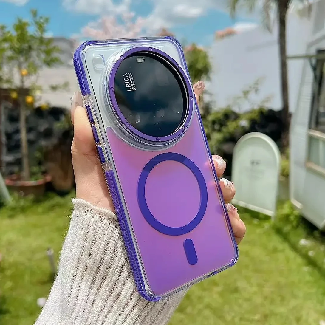 

Роскошный модный магнитный чехол Magsafe с лазерным градиентом для Xiaomi 15 Ultra 14C 13C 14T, прозрачный бампер для Redmi Note 13 14 Funda