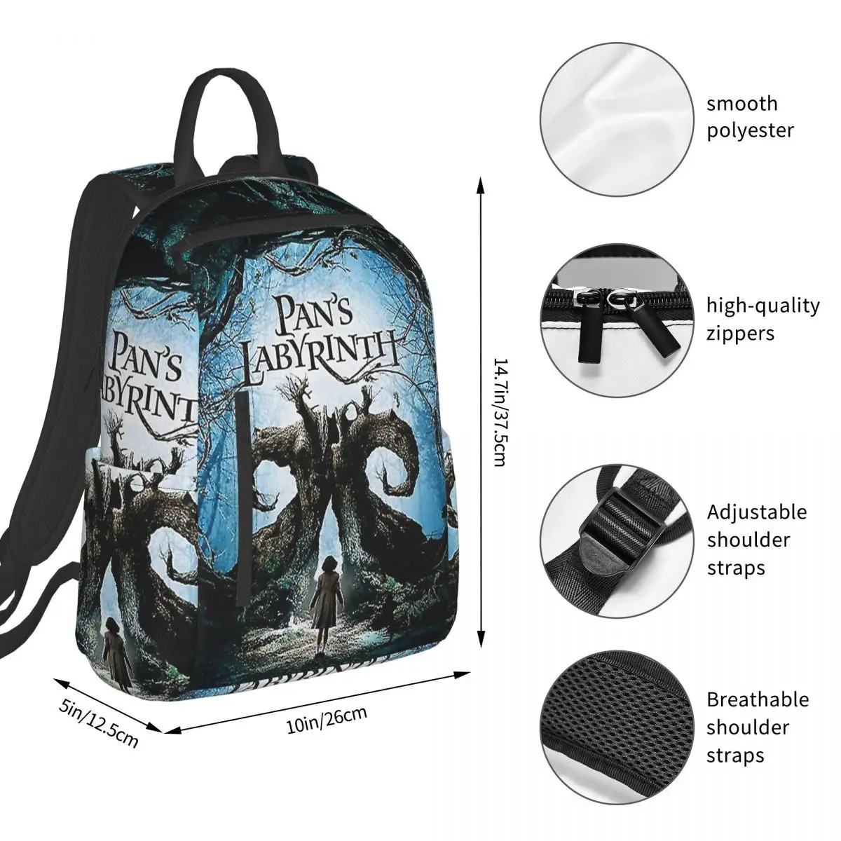 Pan's Labyrinth Movie Poster Backpack Student BookBag Boys Girls School Bag Laptop Shoulder Bags Men Women