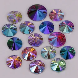 100pcs/Lot, 10mm, 12mm, 14mm, 16mm, 18mm Colors AB Flat Back Rivoli Round Resin Sew On Stones