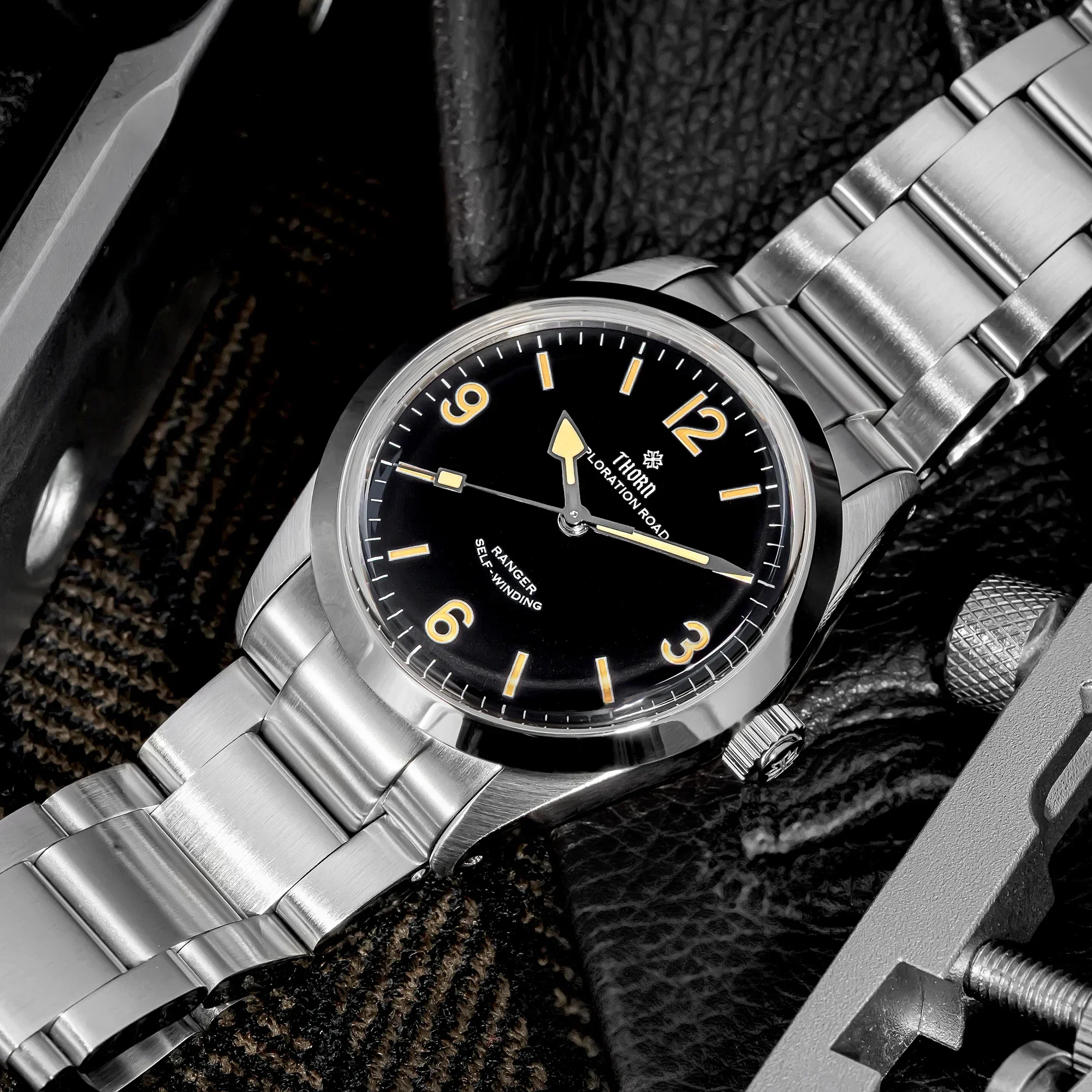 THORN T003 Mechanical Wristwatches PT5000 Automatic Movement Sapphire Luminous 10Bar Waterproof Steel Vintage Luxury Watches Man