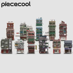 Piececool-New Town Villages 3D quebra-cabeças de metal, Kits de construção clássicos, brinquedos DIY para adultos, conjunto 11 peças