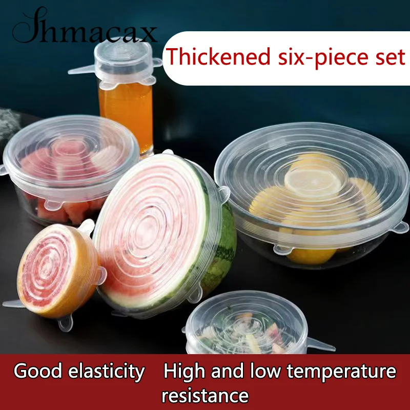 6 Sizes Silicone Stretch Lids Universal Lid Silicone Bowl Pot Lid Silicone Cover Pan Cooking Food Fresh Cover Microwave Cover