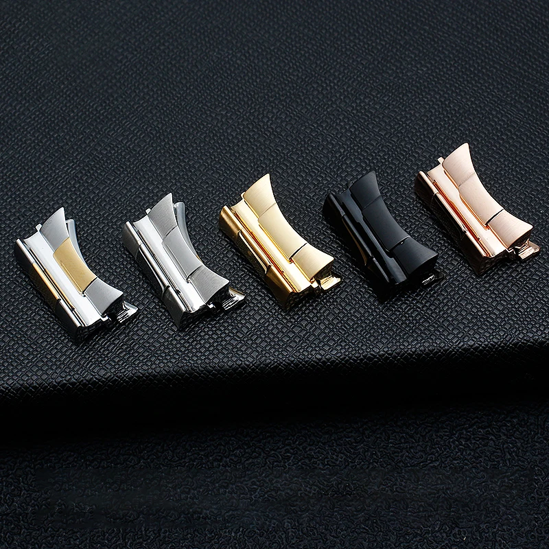 20mm 21mm Silver Gold Black Rose Solid Curved End Link Endlink For Daytona Watchband Rubber Leather steel head grain Cephalomere