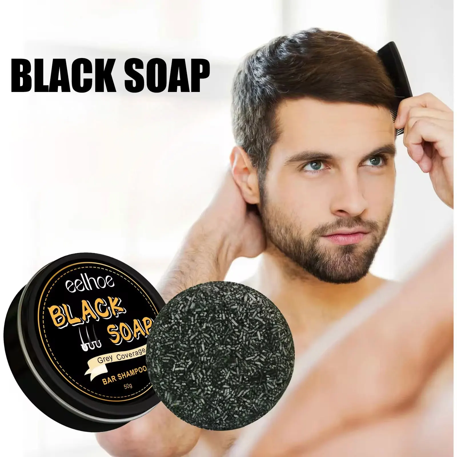 Hair Darkening Shampoo Bar White Hair Coverage Deep Cleaning Soft Shiny Nourishing Anti Dandruff Improve Gray Hair Shampoo Soap