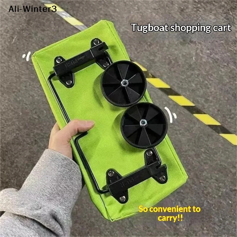 【Y】2 In 1 Foldable Portable Rolling Shopping Cart Waterproof Trolley With Wheels Waterproof Shopping Bag Trolley For Shopping