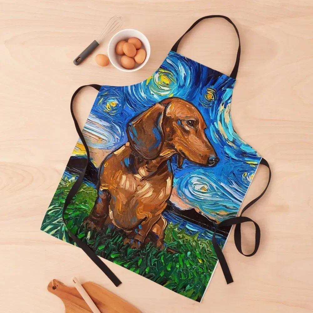 갈색 닥스훈트 디자인 주방 앞치마 이미지