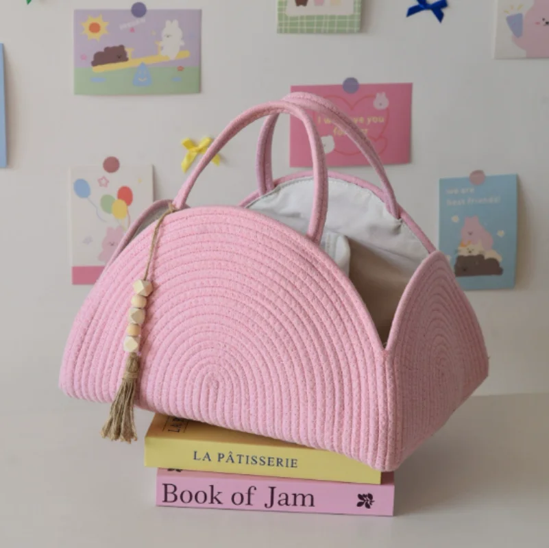 New Line Name Baby Cotton Rope Diaper Bag Handheld Portable Storage Basket Car Mommy Bag view 5