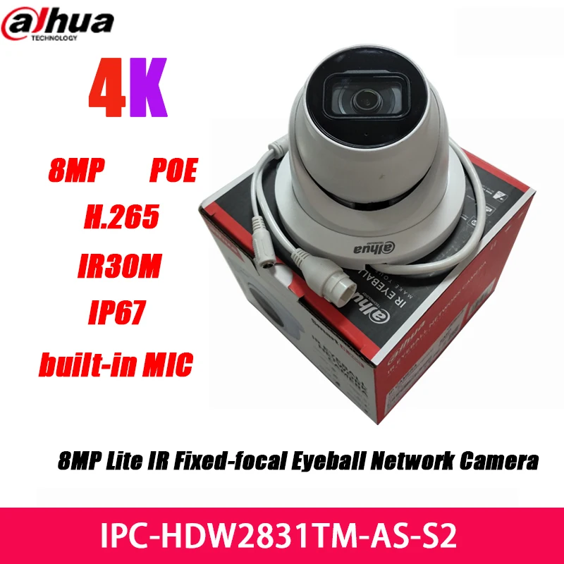 

Dahua IPC-HDW2831TM-AS-S2 8MP POE IP Camera Starlight H.265 IR 30m Built-in Mic SD Card Slot Onvif IP67 Eyeball Network Camera