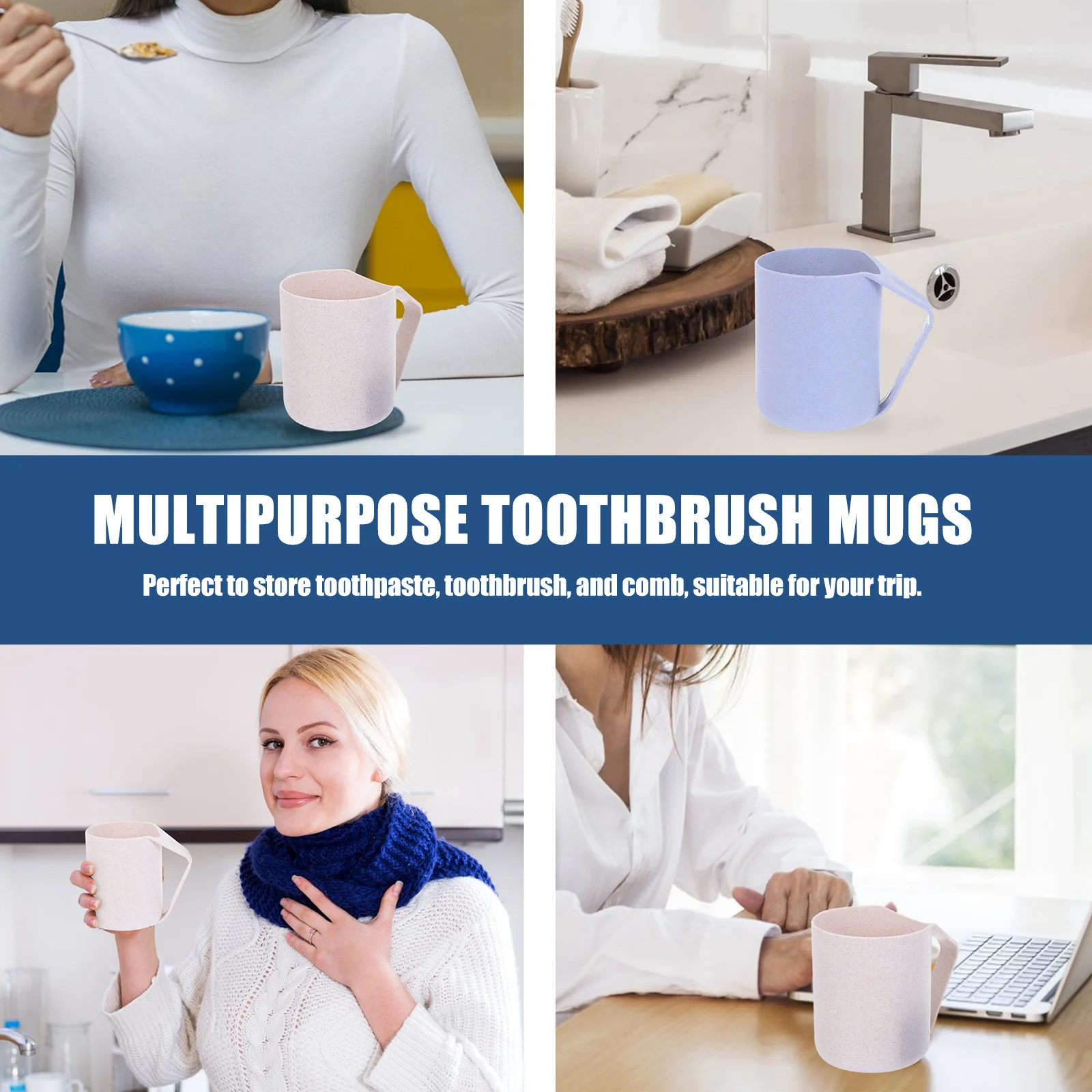 2 قطعة أكواب الغسيل المنزلية أكواب فرشاة الأسنان القش تصميم مدمج خفيف الوزن لتخزين معجون الأسنان ومشط الحمام المنظم #2
