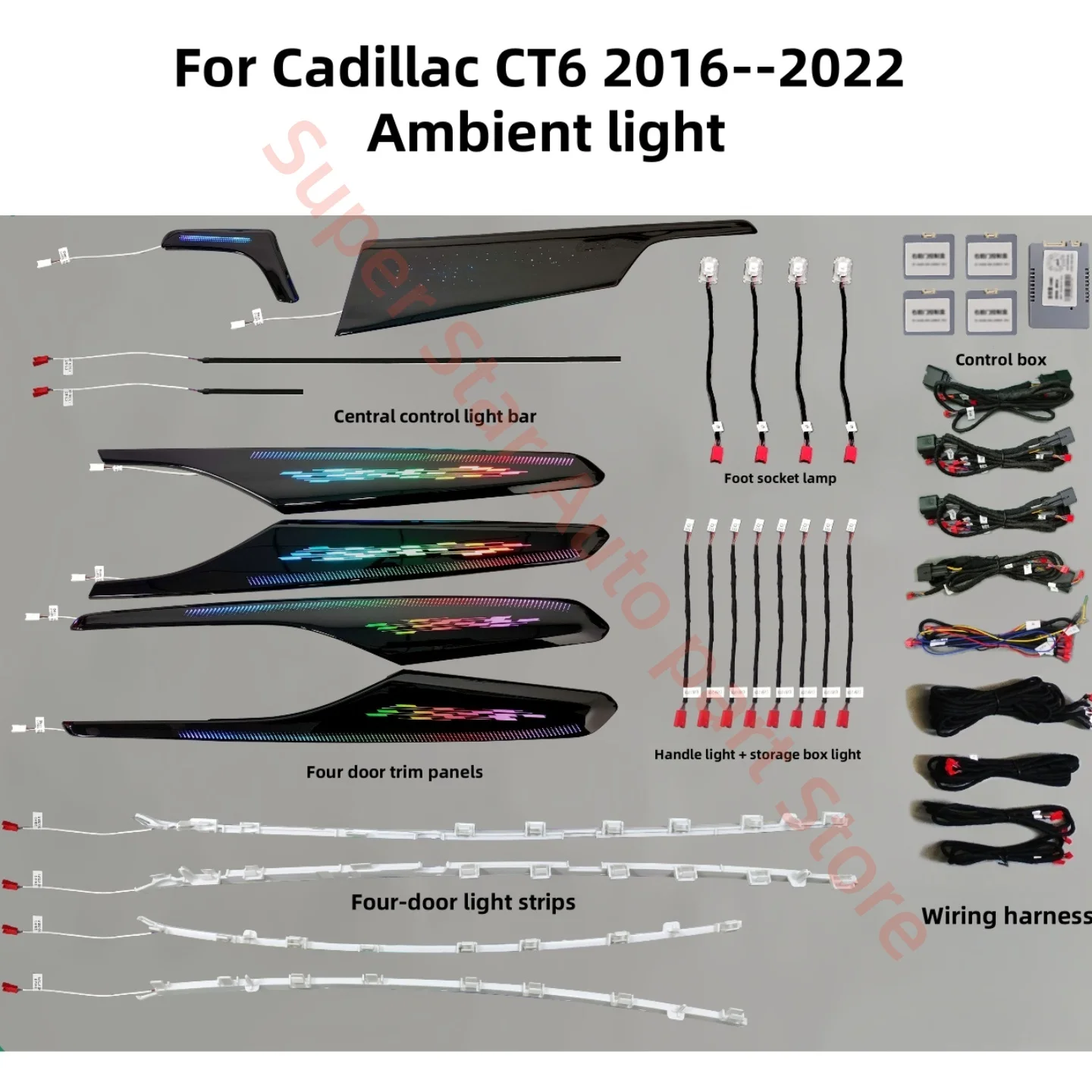 

Для Cadillac CT6 2016-2022 светодиодная атмосферная лампа, обновление автомобильного внутреннего освещения, автомобильные аксессуары, светящийся окружающий свет, новинка