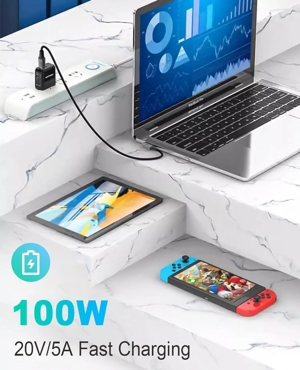 Right Angle USB C Short Cable 100W Fast Charging 40Gbps USB4 Data Line Compatible with Thunderbolt3 Support 8K@60Hz Video for PC