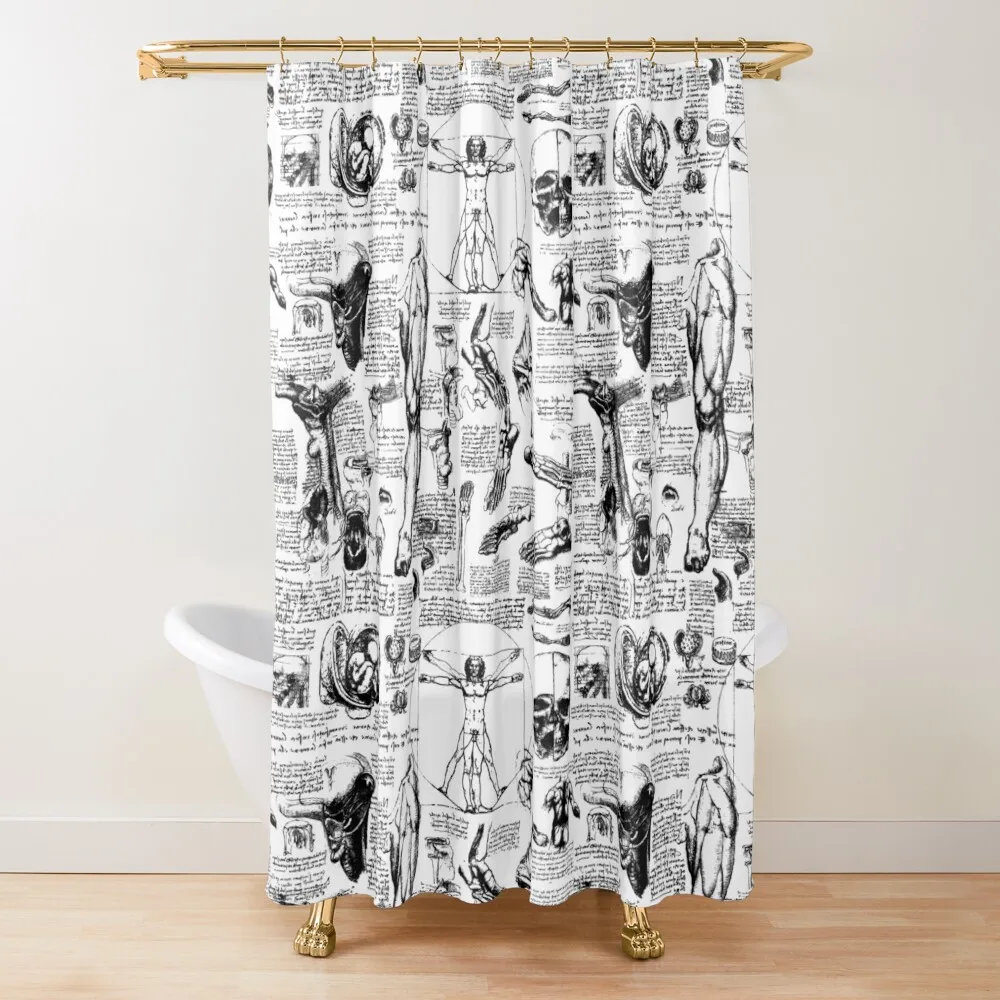 

Da Vinci's Anatomy Sketches Shower Curtain For Shower Cute Shower In The Bathroom For Bathrooms With Beautiful Designs Curtain