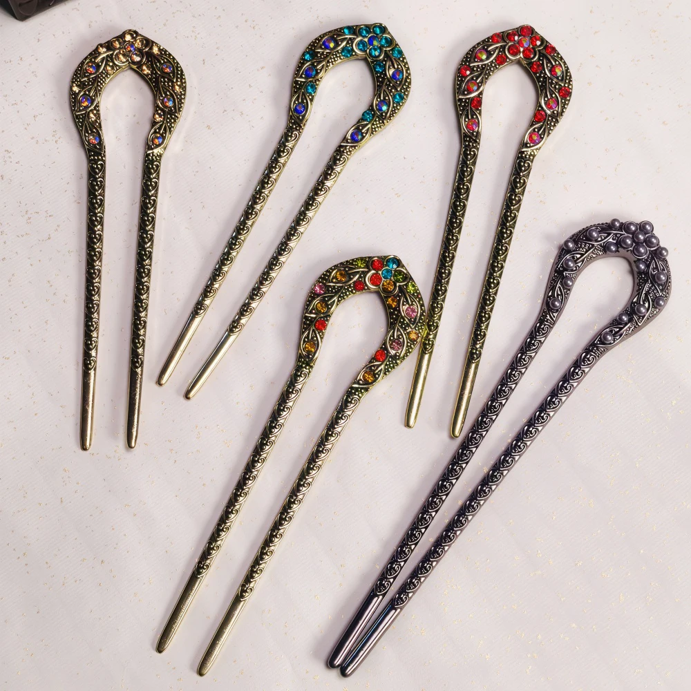 Chinese Style Hair Stick For Women Girls Vintage Hairpins Fashion Metal U-shaped Hair Clip Pins Hair Accessories image 3