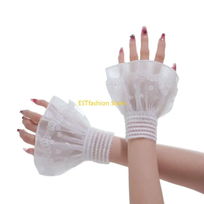 Y5GC Delicate Lace Trimmed Arm Sleeves Perfect for Creative Visual Content Creation