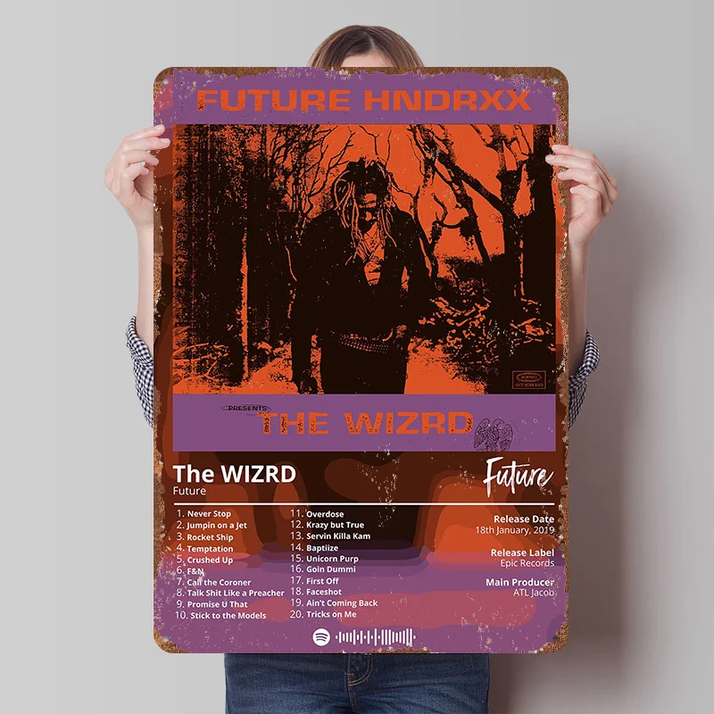 

Постер с обложкой альбома Future The WIZRD, индивидуальные винтажные металлические таблички, настенное искусство, ретро-пластинка из жести для украшения дома, гостиной