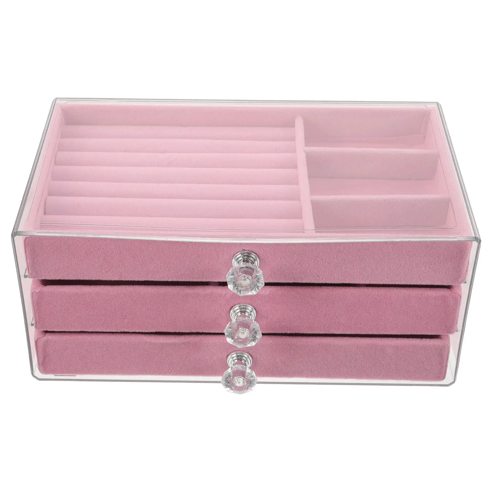 

Three-Tier Jewelry Storage Box Drawer Design Earring Organizer Necklace Holder Rings Display Case for Women Travel Friendly