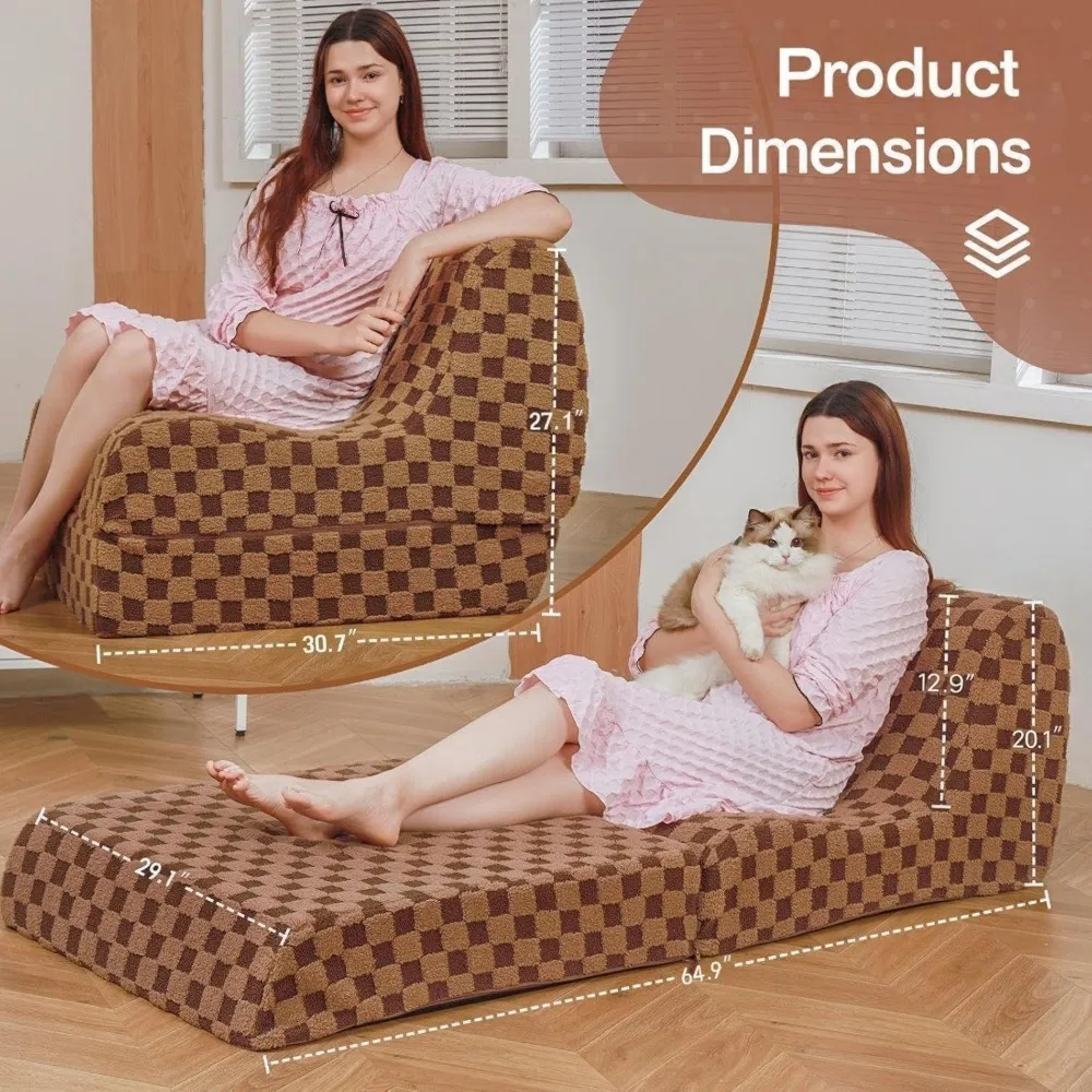 Bean Bag Chair for Adults, Folding Sofa Bed, Convertible Sleeper Lounge Chair, Full Foam Filling Comfy Floor Sofa, Folding Chair