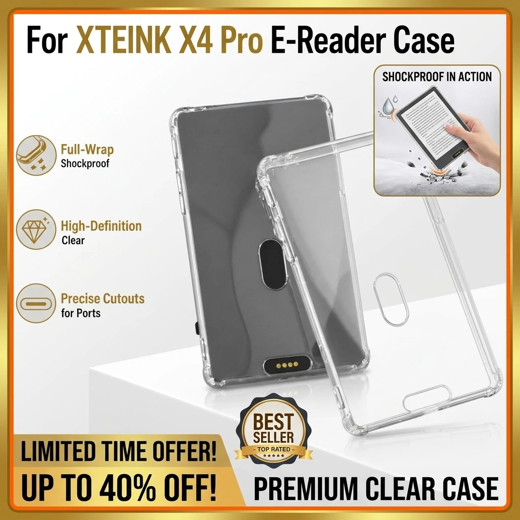 1/2/3/4/5PCS For Xteink X4 Pro TPU Case Crystal Clear Transparent Cover Shockproof Reinforced Corners E-Reader Protective Shell