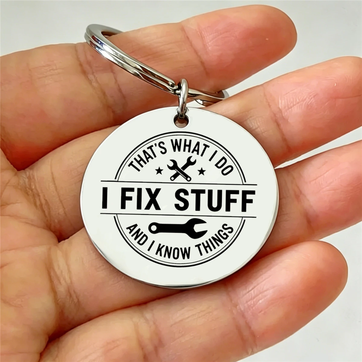1Pc Stainless Steel Keychain 