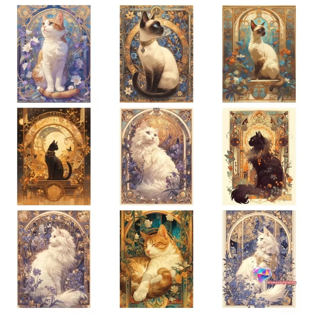 Dreamy and lovely noble cat Square Round Diamond Painting Mosaic Embroidery Cross Stitch Kit Home Decor DIY Art Collection Craft
