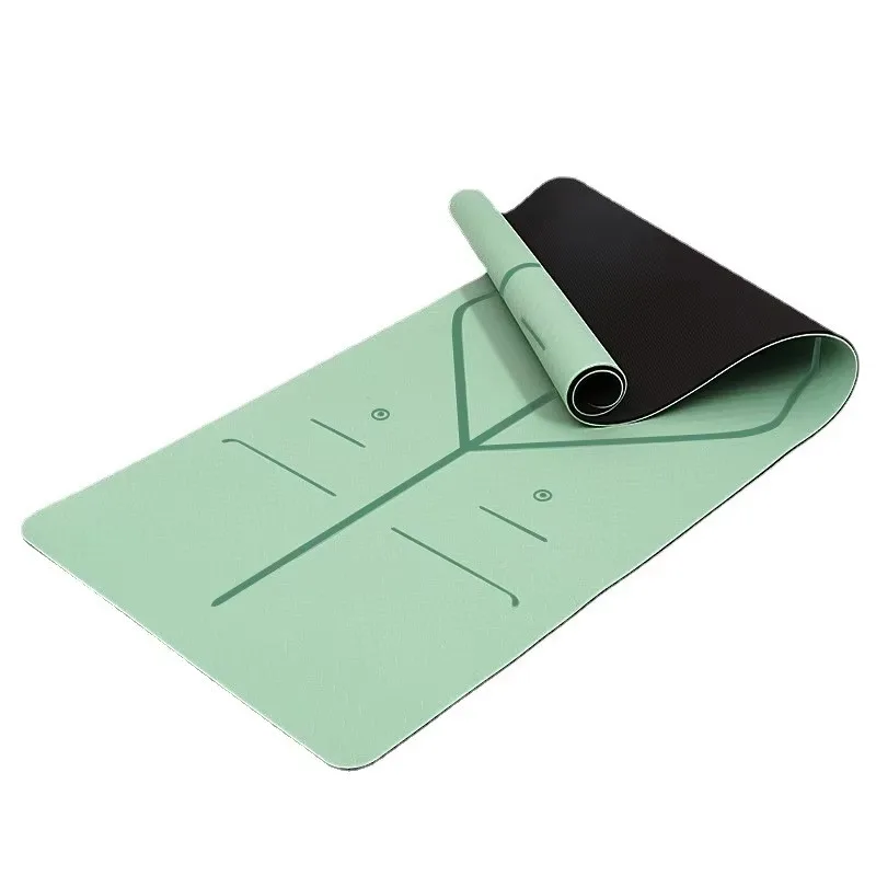 YTYIN 6mm Foldable TPE Yoga Mat With Alignment Lines - Non-Slip Two-Color Fitness Mat For Travel, Yoga And Pilates - Eco-Friendl