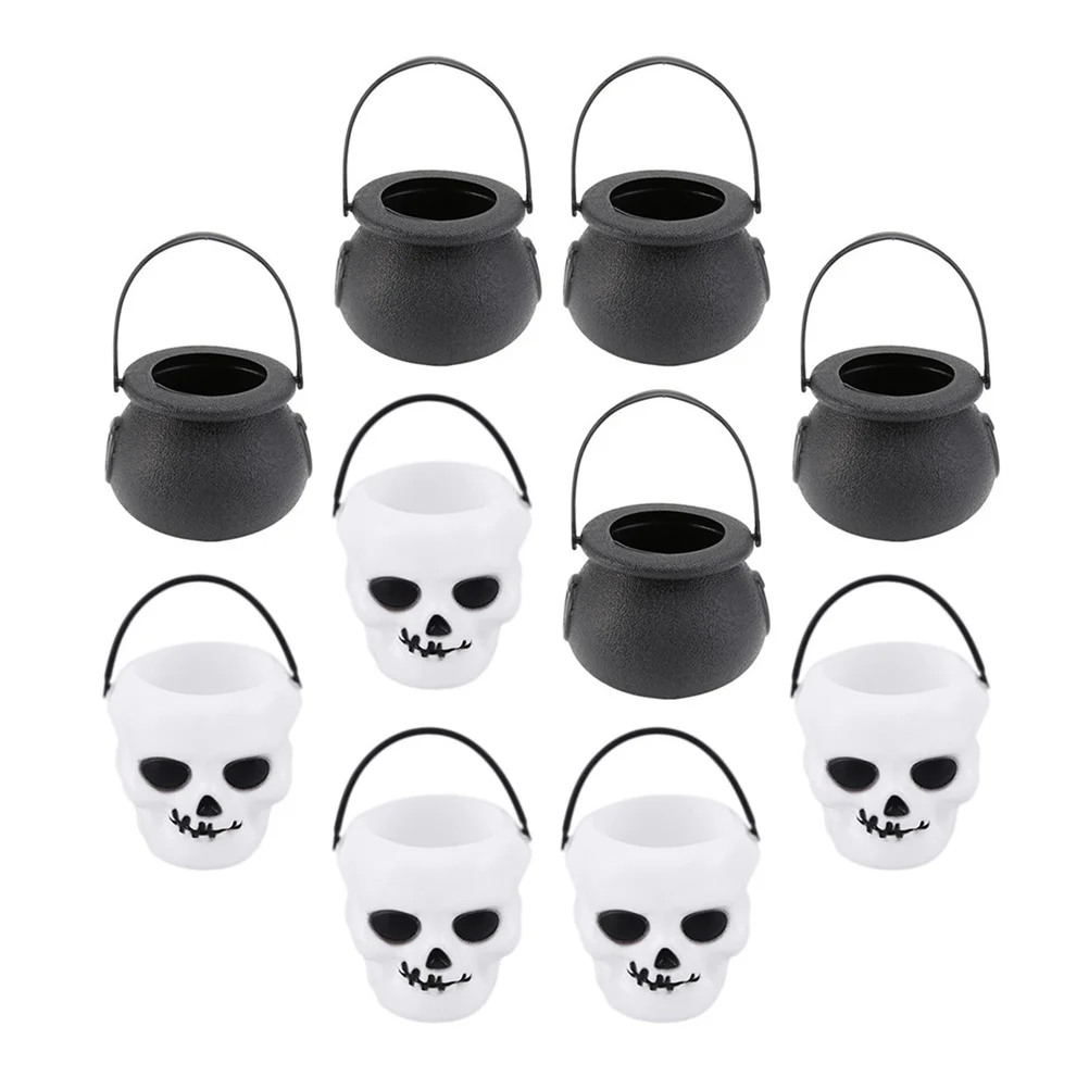 

10pcs Bucket Plastic Halloween Decorative Storage for Party Gifts Snacks Household Collectibles