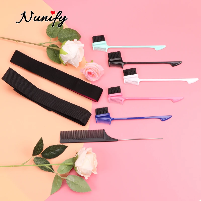 

1Pcs Plush Lace Melting Band 1Pcs Elastic Band For Wig 1Pcs 3In1 Edge Brush 1Pcs Pointed Tail Hair Comb Wig Tools Kit 4Pcs/Lot